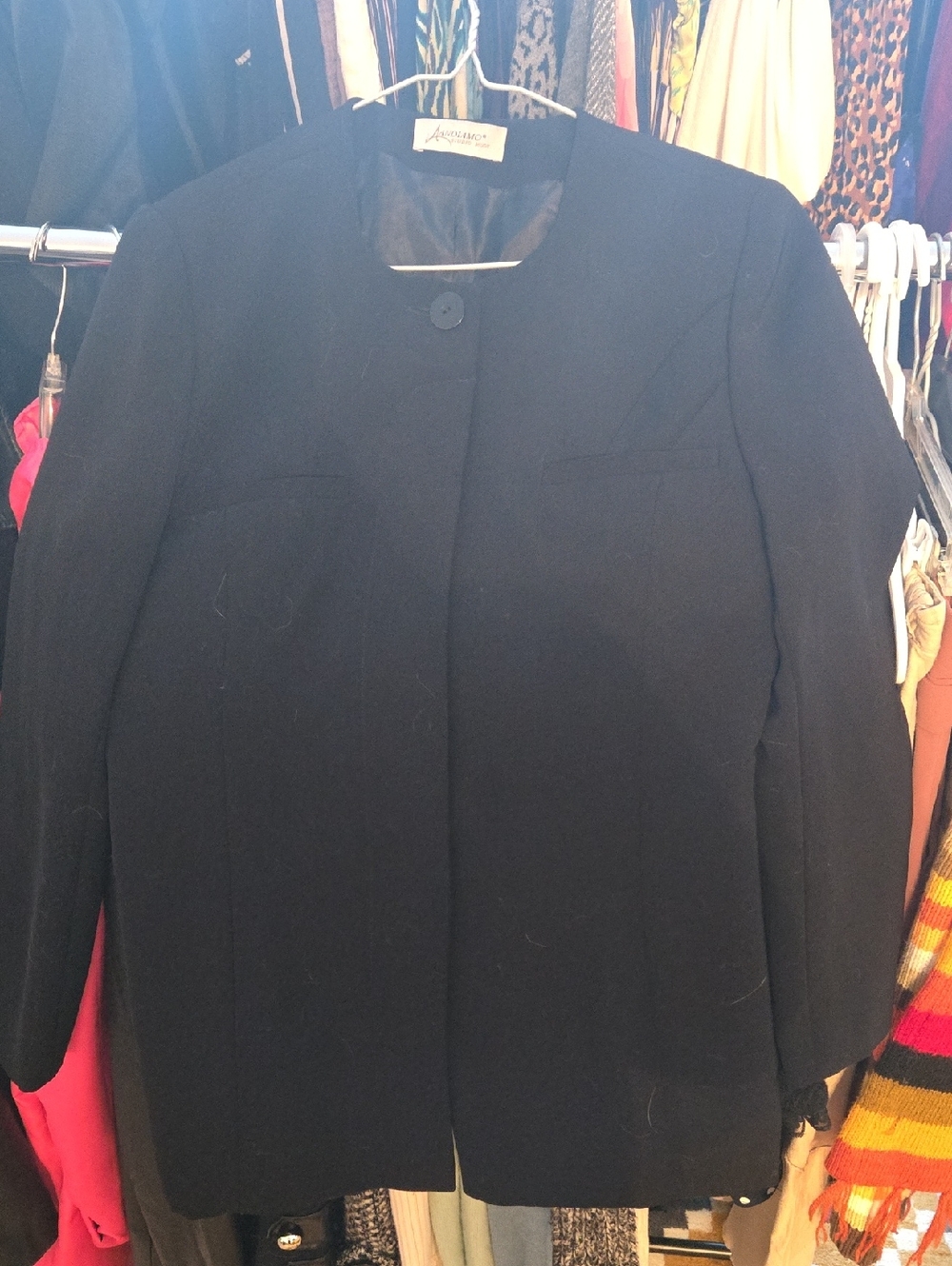 Andiamo blazer jacket long, black with hidden buttons